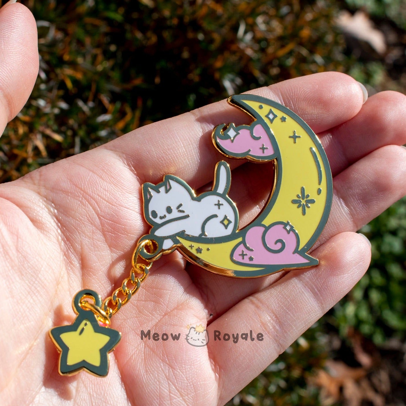 Cat Moon and Star Enamel Pin