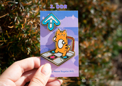 Dancing Rhythm Game Cat Enamel Pin/ DDR/ Pump it up