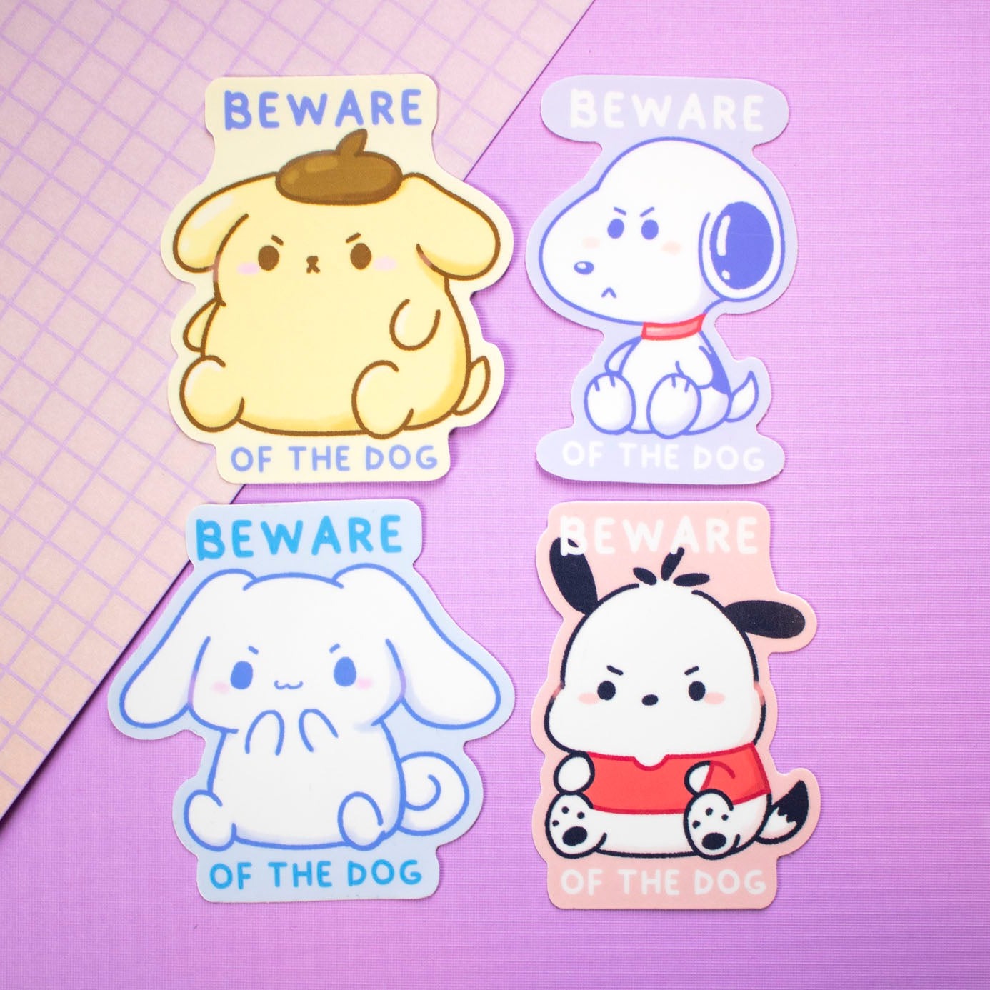 Kawaii Beware of the Dog Stickers