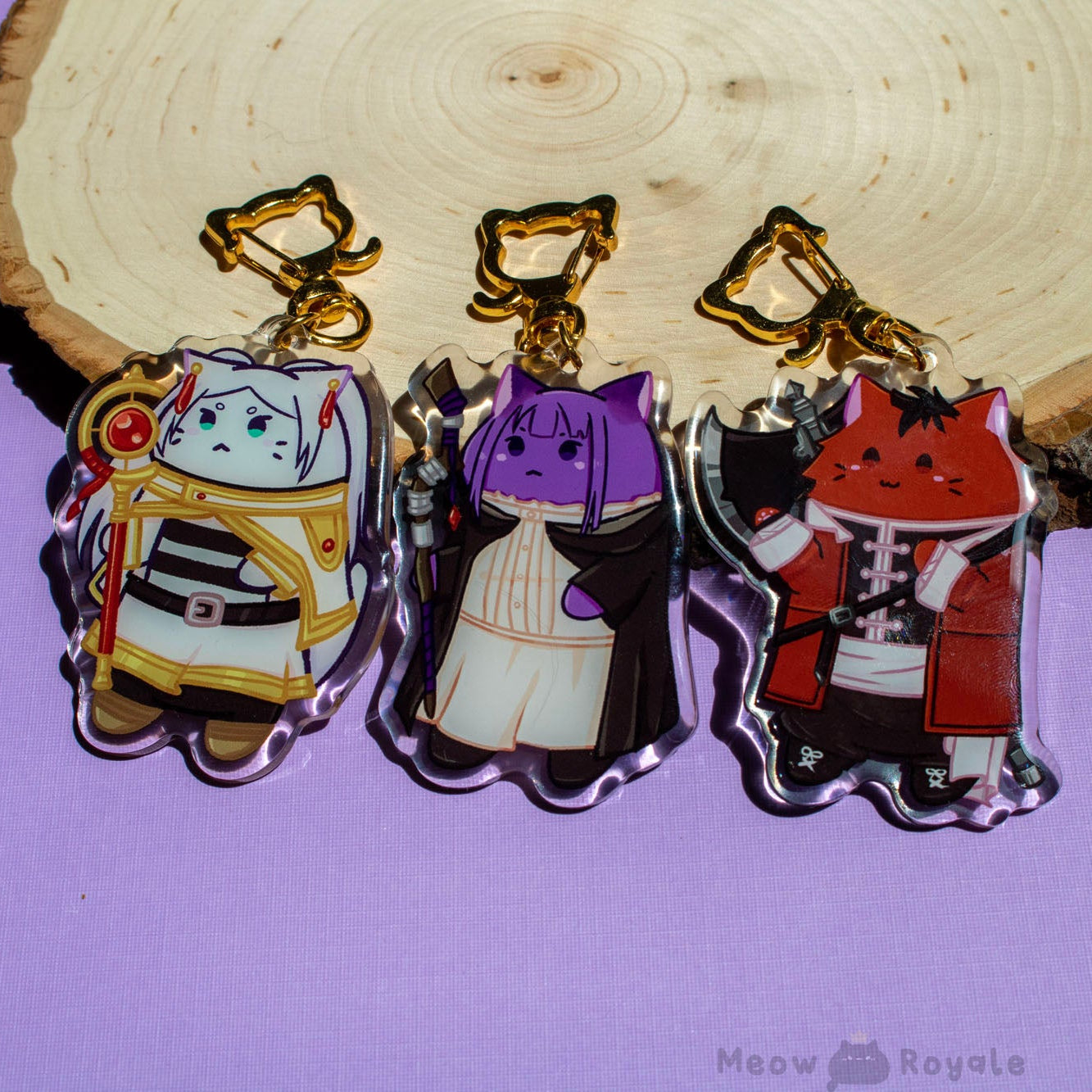 Elf Mage Party Cat Acrylic Charm Keychains