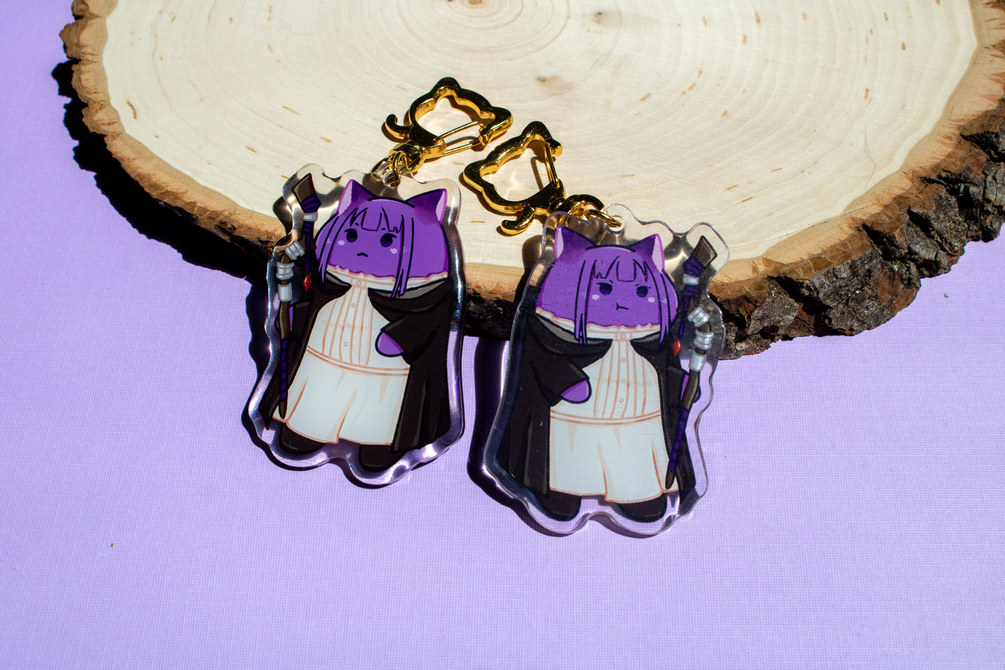 Elf Mage Party Cat Acrylic Charm Keychains