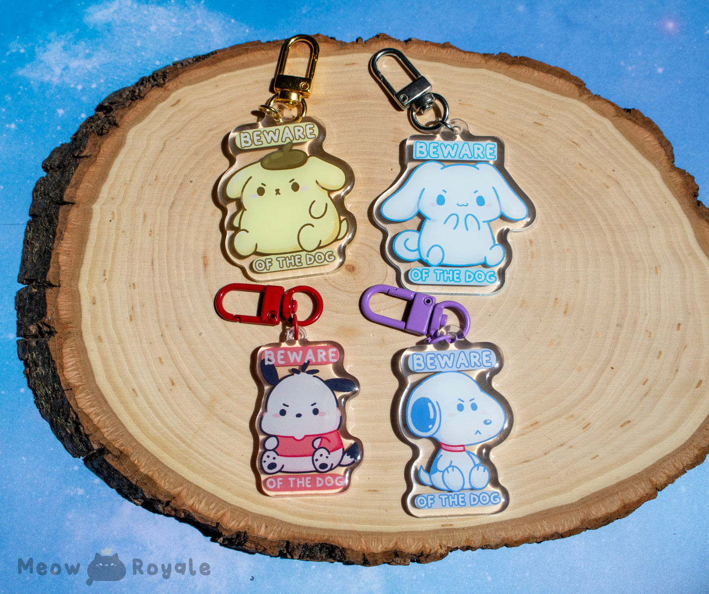 Kawaii Beware of the Dog Keychains
