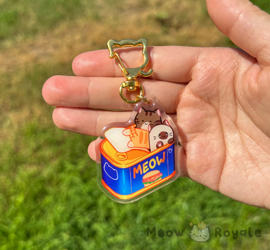 Spam Kitty Cat Acrylic Charm Keychain