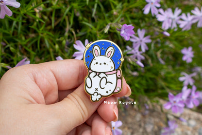 Moon and Astronaut Bunny Pin