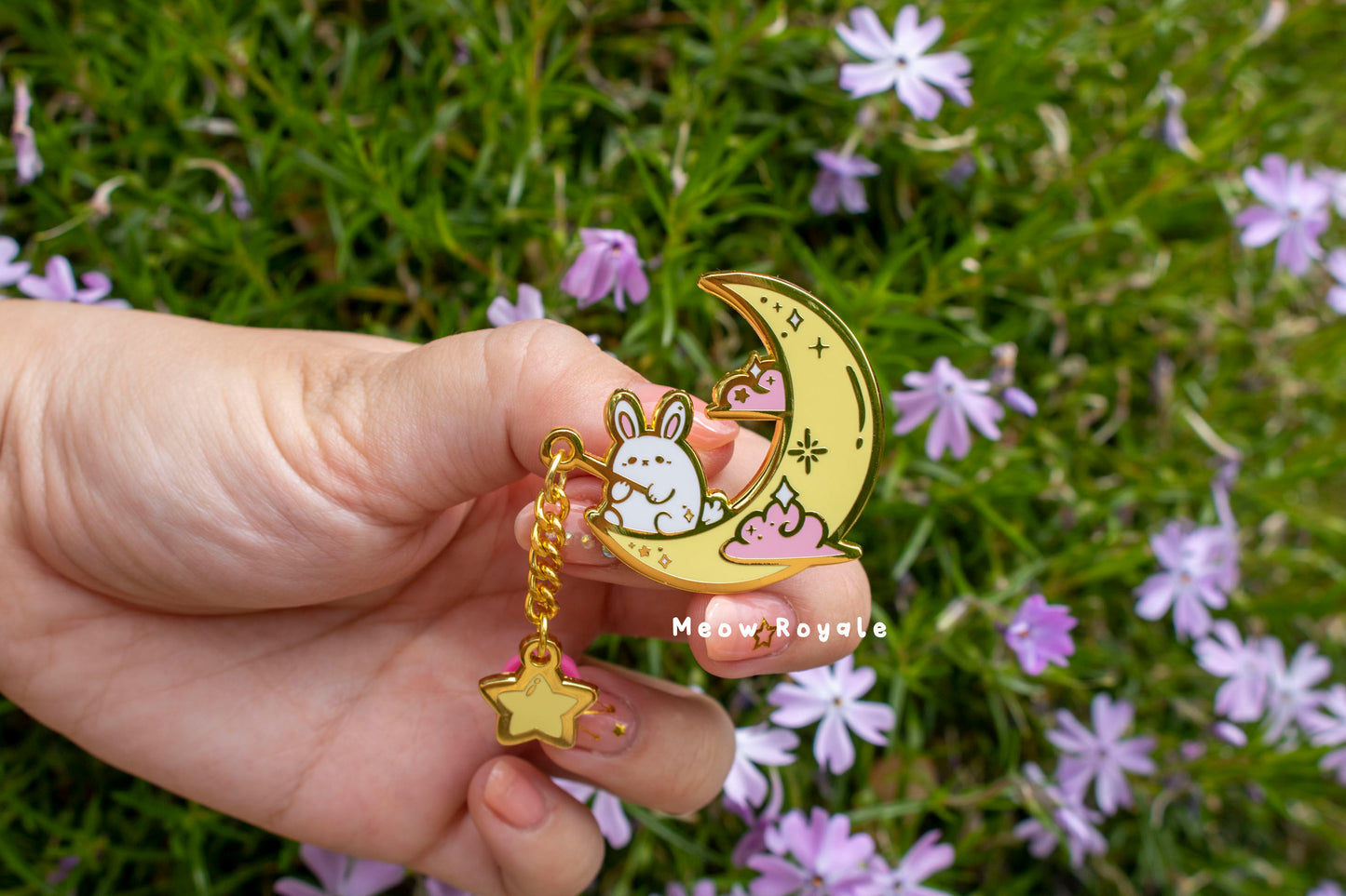 Moon and Astronaut Bunny Pin