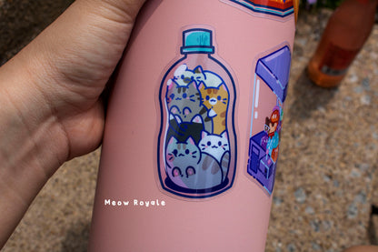 Cat Bottle Clear Sticker