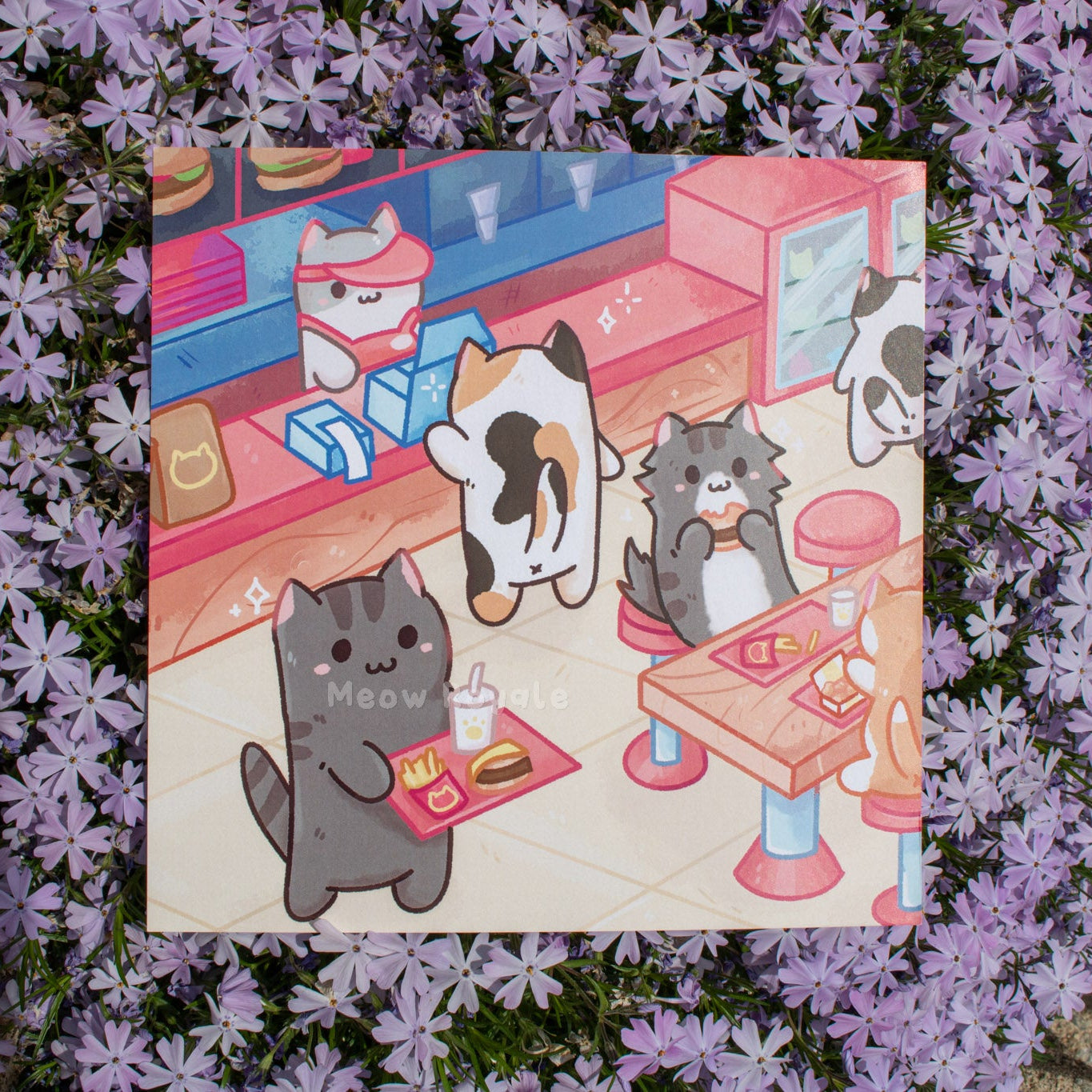 Fast Food Restaurant Cat Print