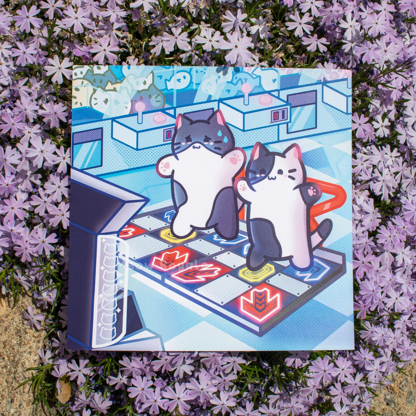 Pump it Up Dancing Rhythm Game Cat Art Print
