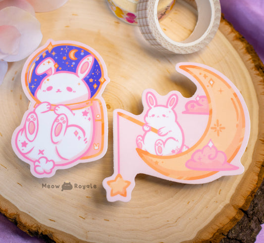 Space and Moon Bunny Stickers