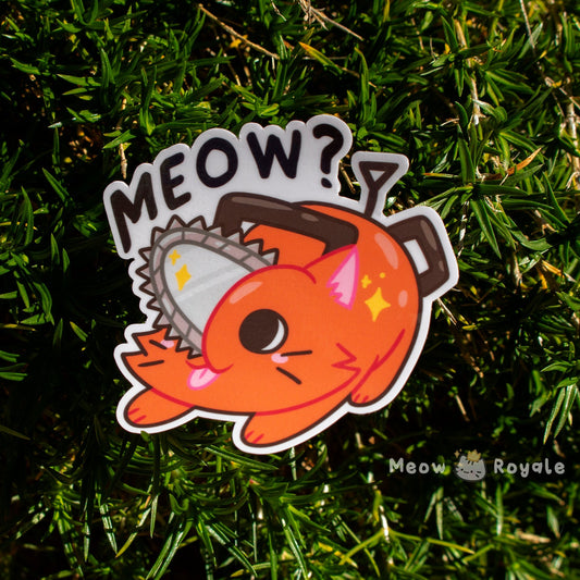 Meow Cat Chainsaw Sticker
