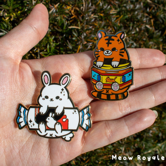 White Rabbit Candy and Tiger Balm Enamel Pin