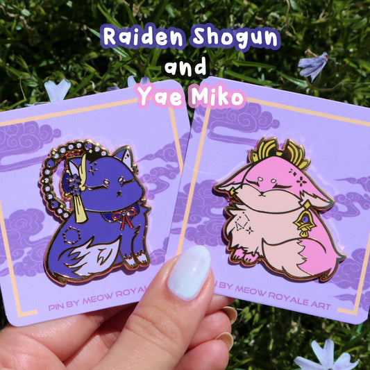 Yae Miko and Raiden Shogun Cat and Fox Genshin Impact