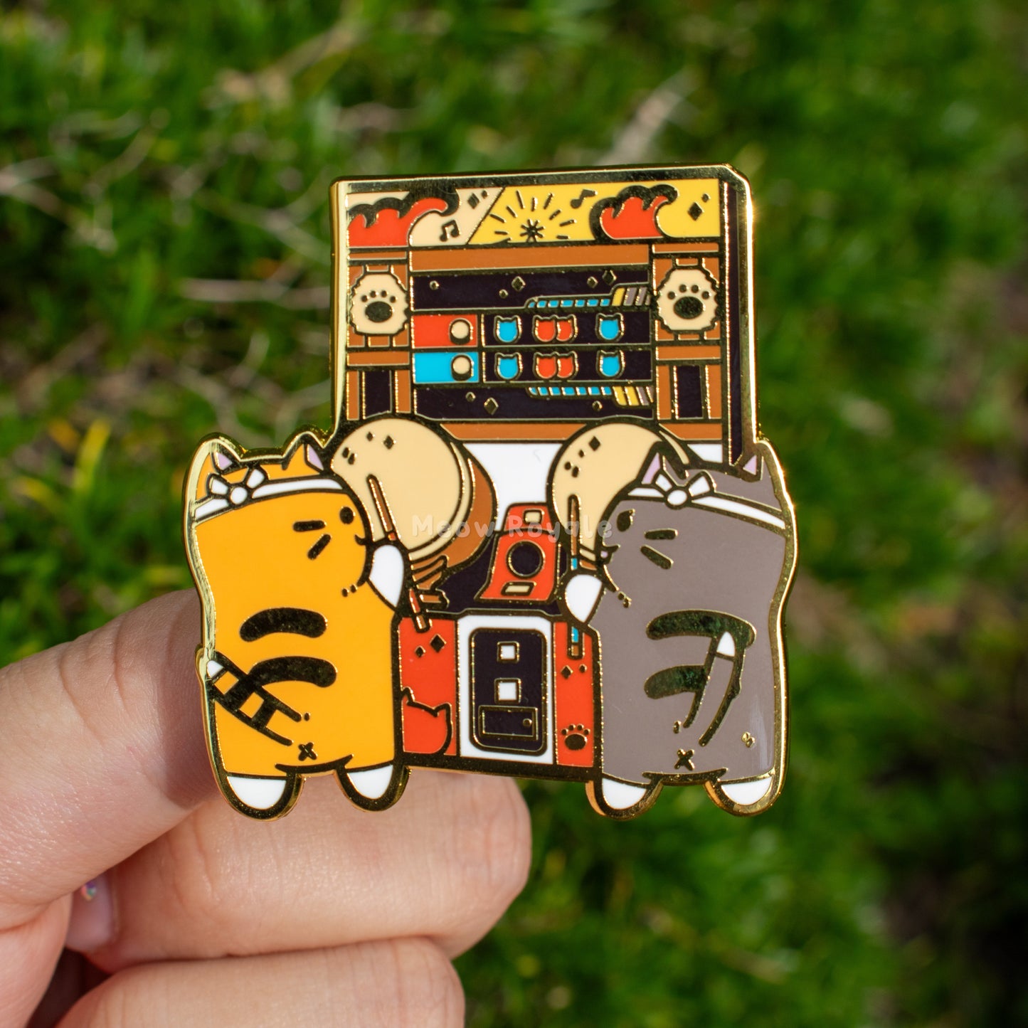 Taiko Drum Rhythm Game Cat Enamel Pin
