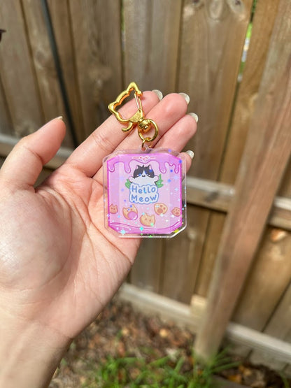 Hello Meow Acrylic Charm Keychain