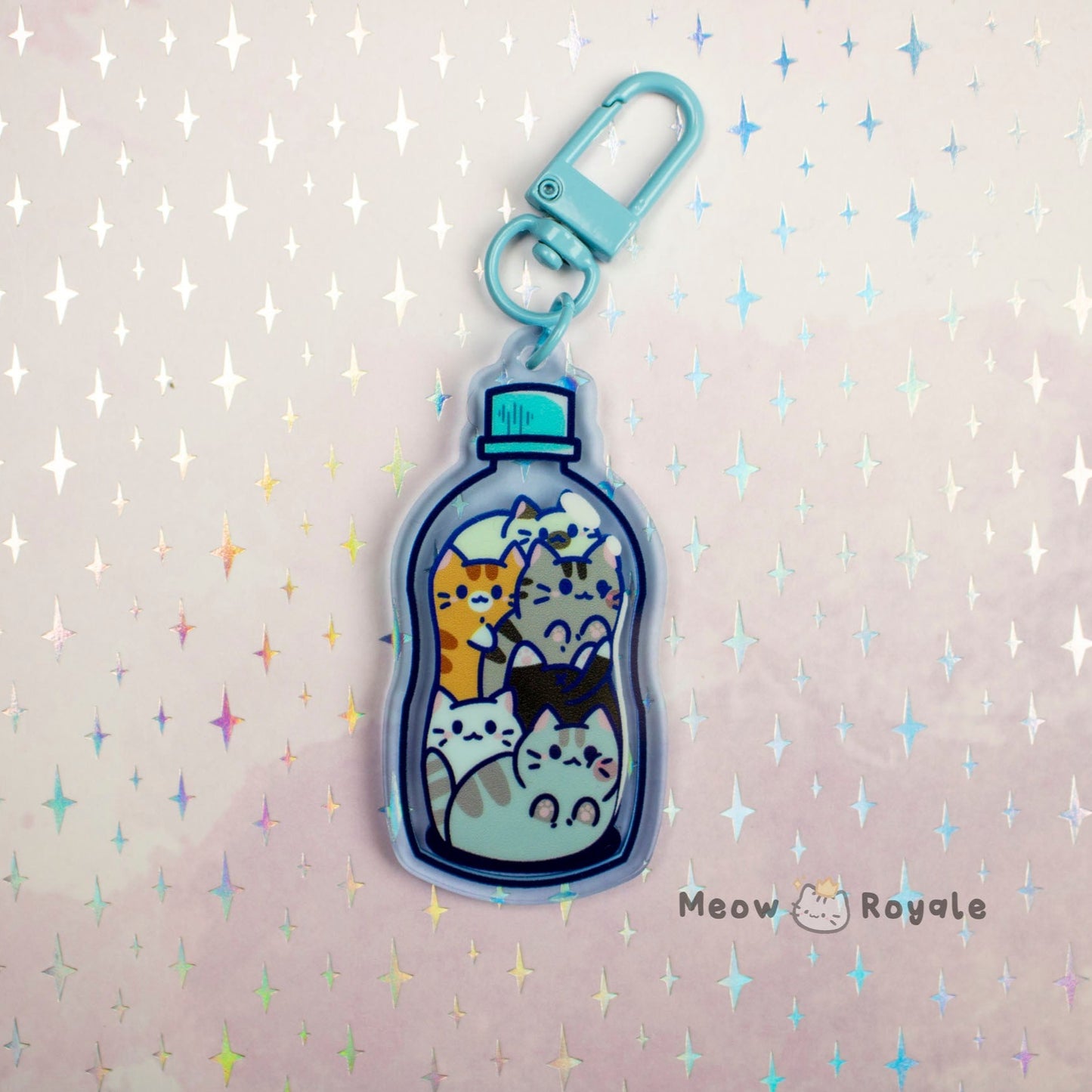 Cat Water Bottle Acrylic Charm Keychain