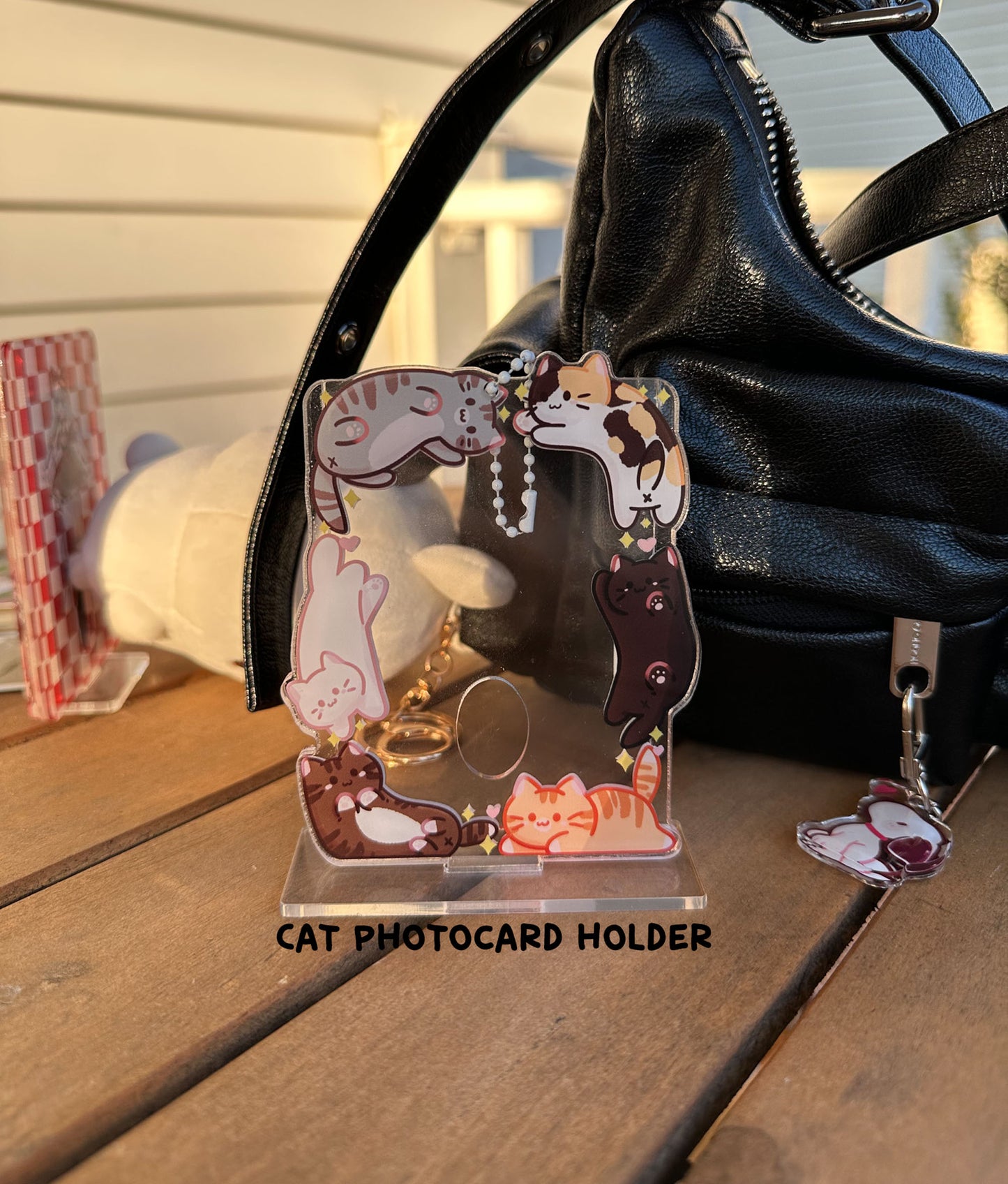 Bunny & Kitty Acyclic Photocard Holders Stand Keychain