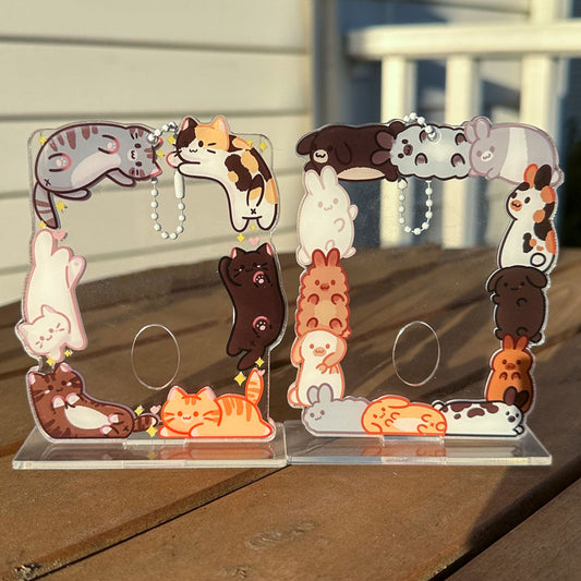 Bunny & Kitty Acyclic Photocard Holders Stand Keychain