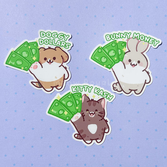 Bunny Money/ Kitty Kash/ Doggy Dollars Vinyl Stickers