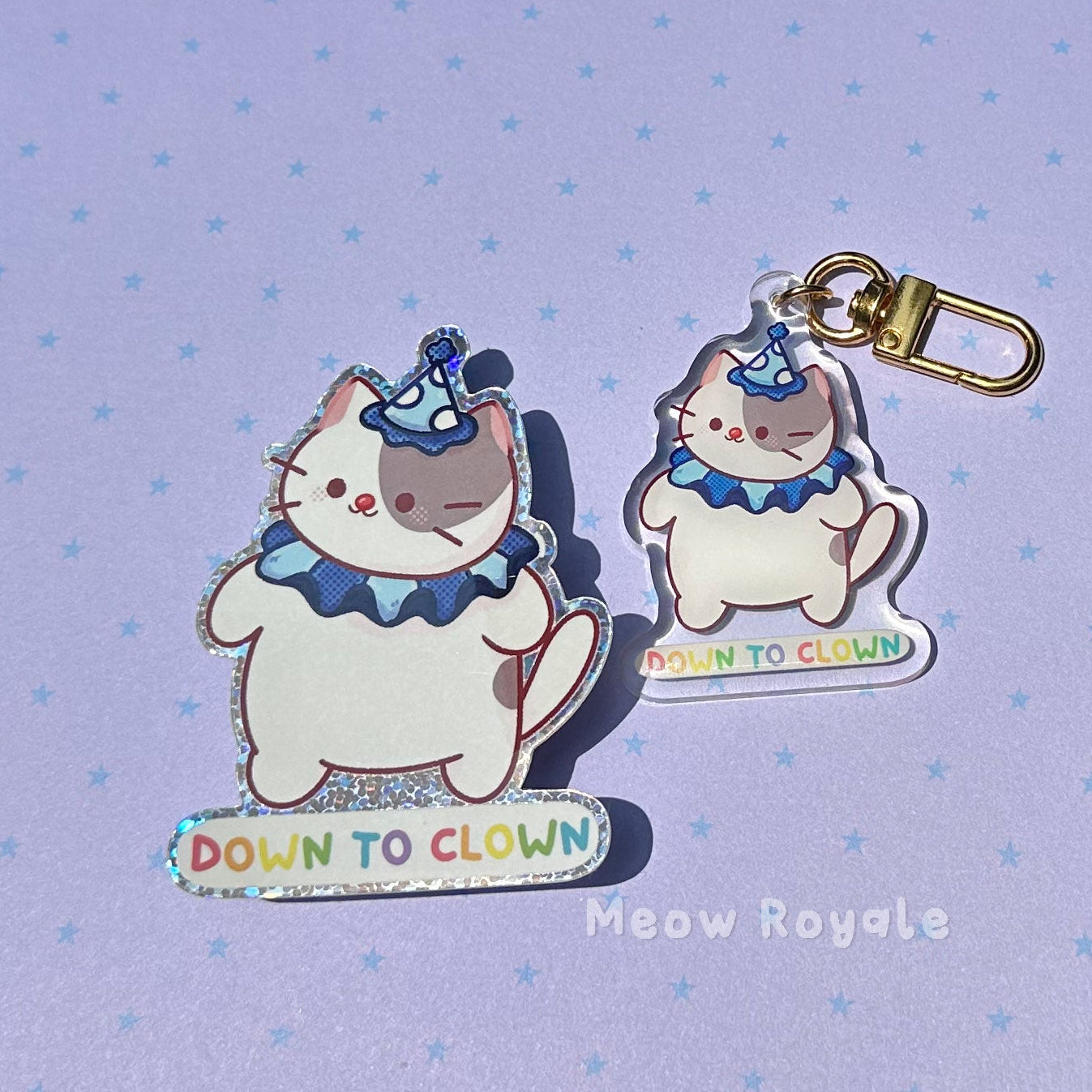 Down to Clown Silly Cat Glitter Sticker