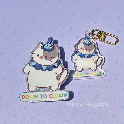 Down to Clown Silly Cat Glitter Sticker